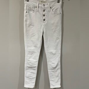 Women’s Madewell Size 25 Button Front 10” High-Rise Skinny Crop White Denim Jean